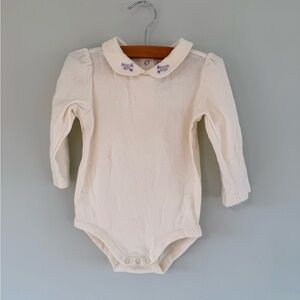 Gymboree Cream Long Sleeve Bodysuit with Floral Collar